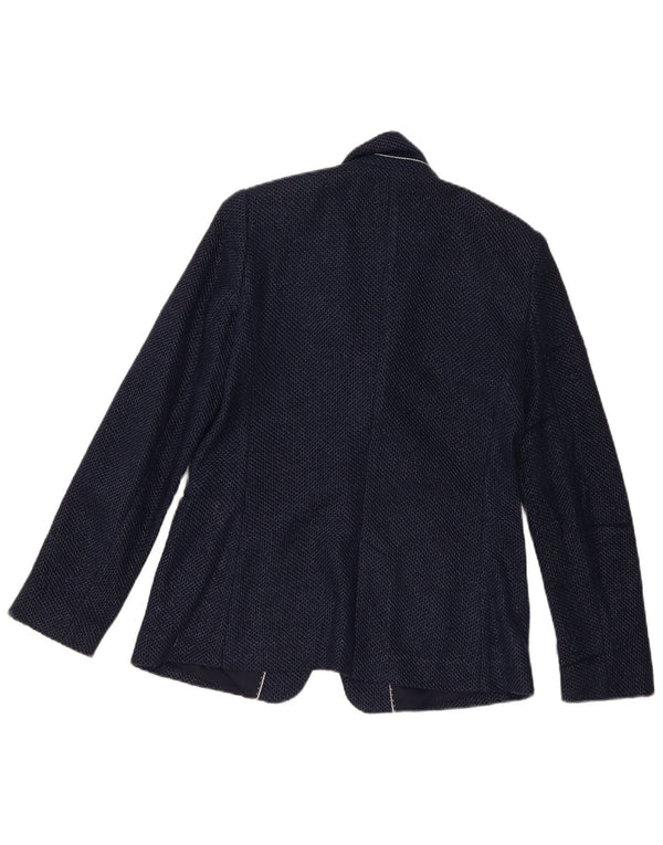 Massimo Dutti Dame 1 Knap Blazer Jakke EU 40 Medium Navy Blue Bomuld