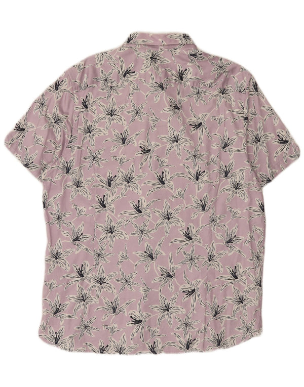 Ted Baker Kortærmet Herreskjorte Størrelse 6 2XL Lilla Blomsterbomuld