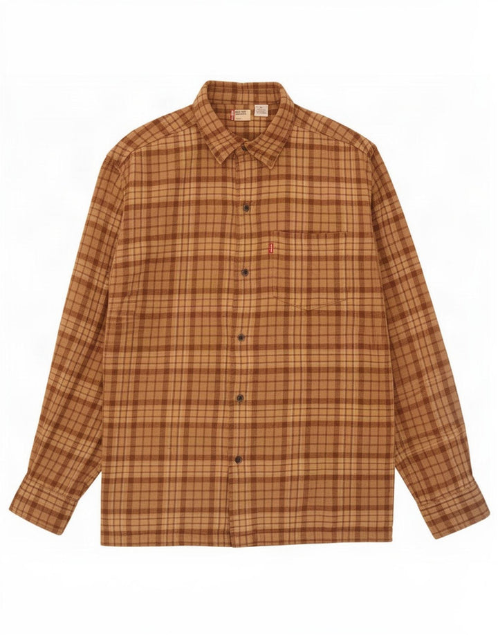 Levi's Flanellskjorte til mænd Stor brun plaid bomuld
