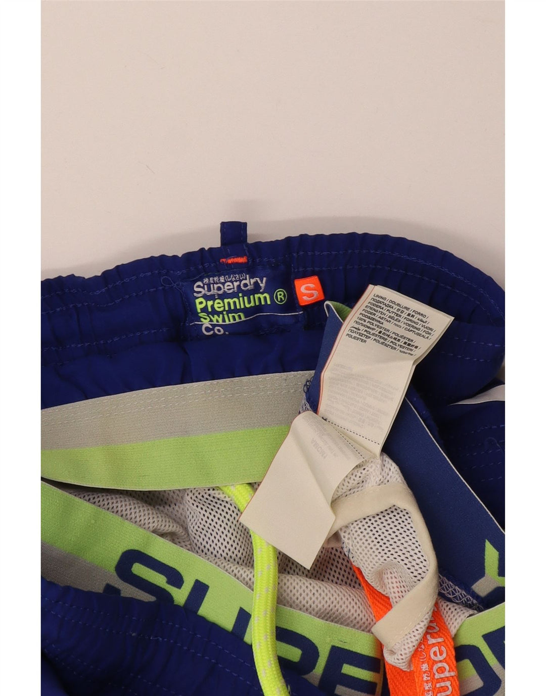 Superdry grafiske svømmeshorts til mænd, små blå polyester