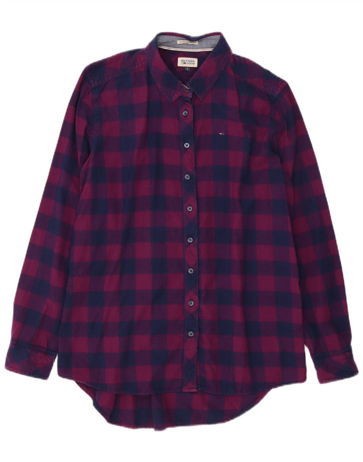 Tommy Hilfiger Dame Overshirt Shirt UK 10 Small Purple Check