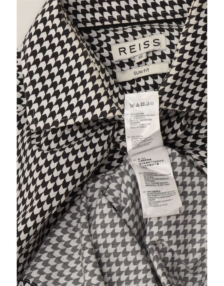 Reiss Slim Fit skjorte til mænd XS Sort Houndstooth Bomuld