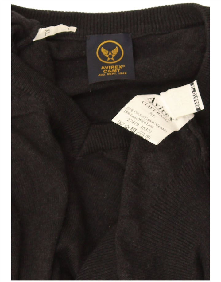 Avirex Herre V-hals sweater XL sort bomuld
