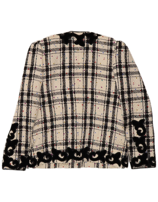 RENZO Dame Oversized Blazer Jacket IT 40 Small Off White Check