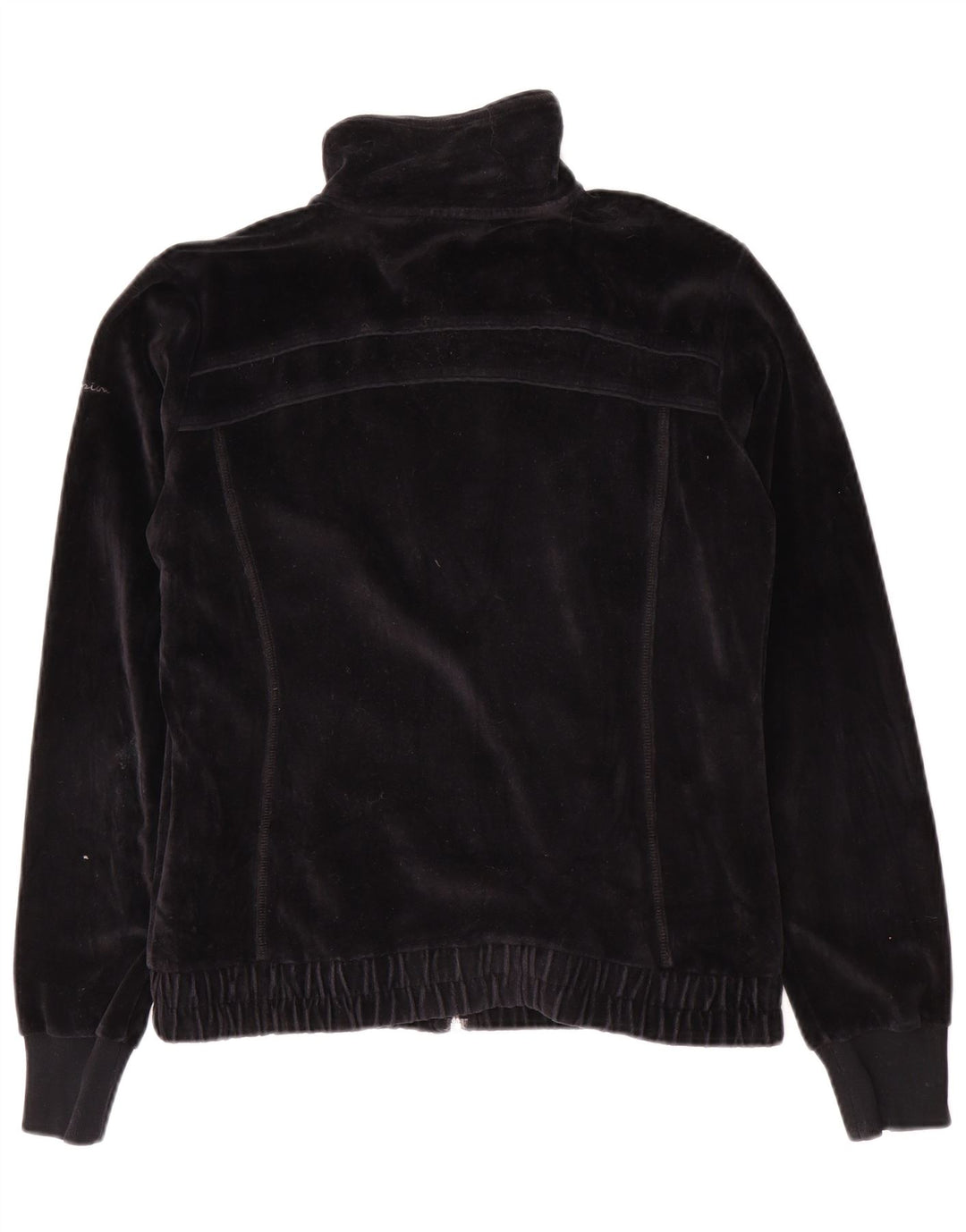 Champion Womens Velour Træningsdragt Top Jacket UK 14 Large Black