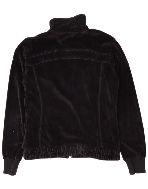 Champion Womens Velour Træningsdragt Top Jacket UK 14 Large Black