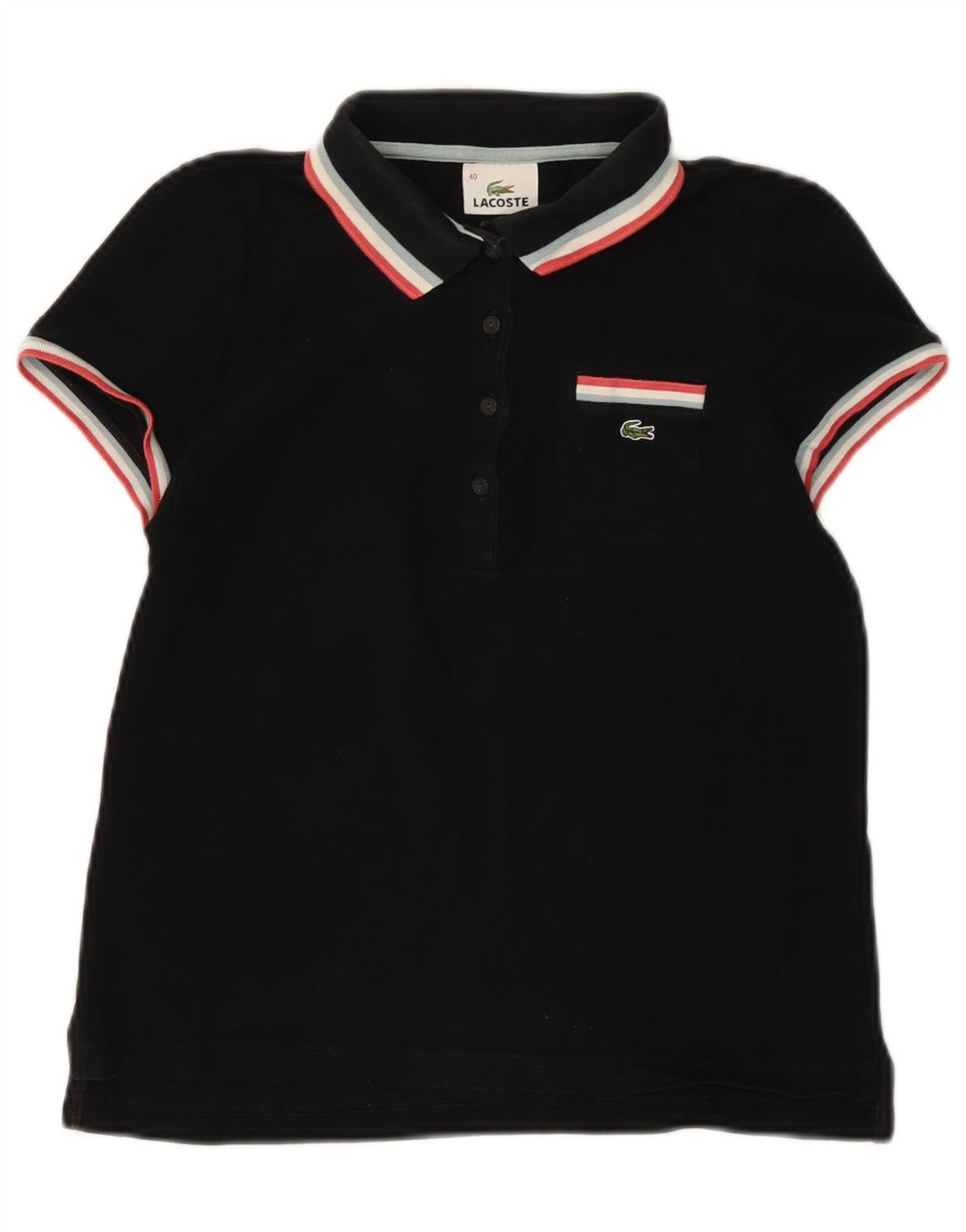 LACOSTE Poloshirt til kvinder str. 40 Medium Sort Bomuld