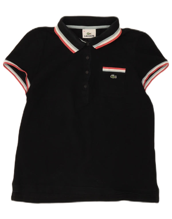 LACOSTE Womens Polo Shirt Size 40 Medium Black Cotton