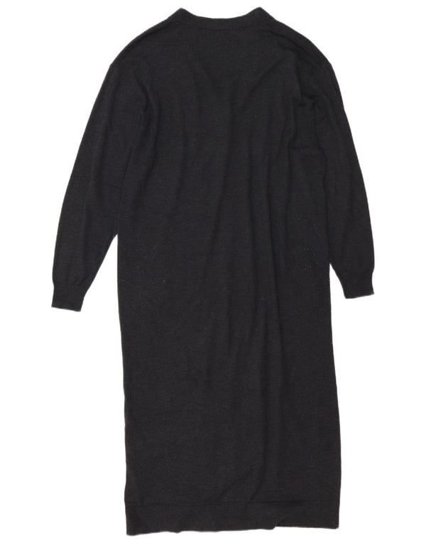 Zara Womens Longline Oversized Cardigan Sweater UK 10 Small Grå Polyester