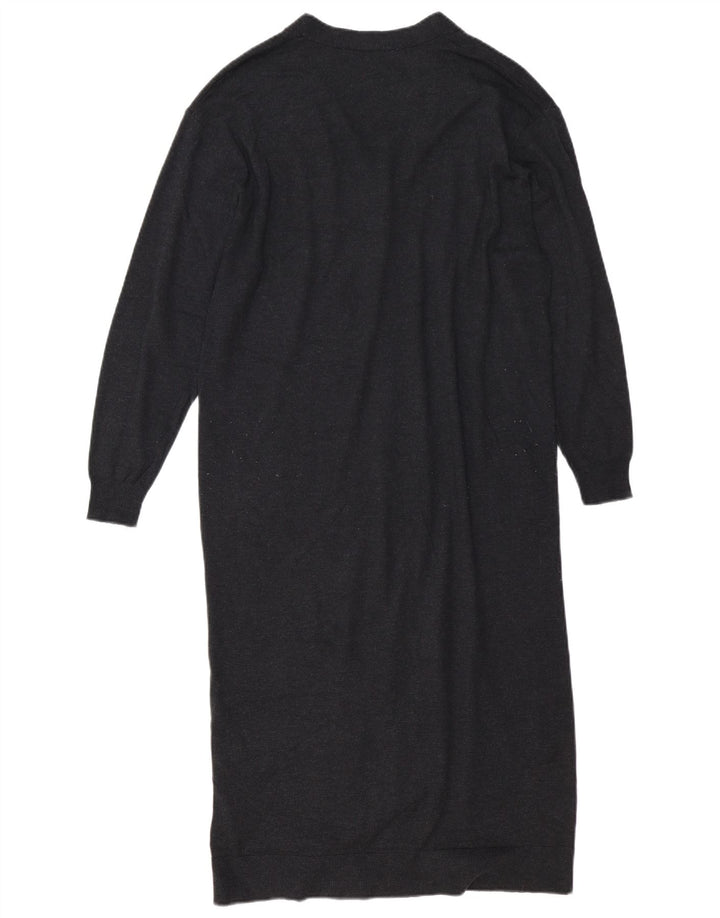 Zara Womens Longline Oversized Cardigan Sweater UK 10 Small Grå Polyester