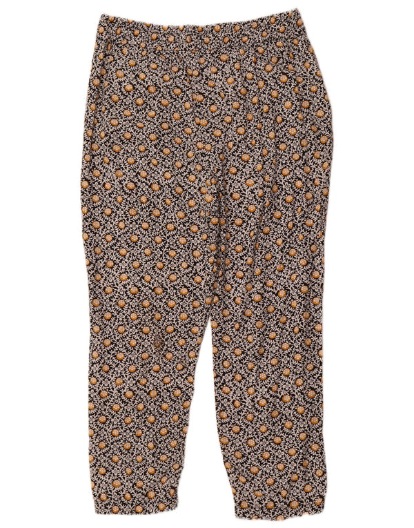 Marks & Spencer Dame Cropped Trousers UK 12 Medium W30 L24 Black Floral