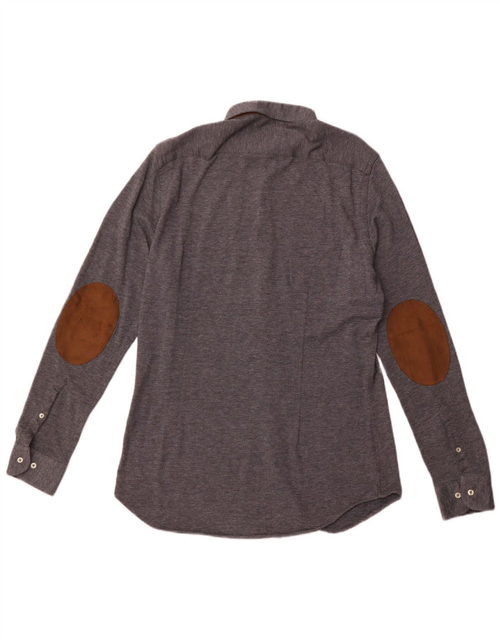 ZARA Slim Fit skjorte til mænd, stor marineblå plettet