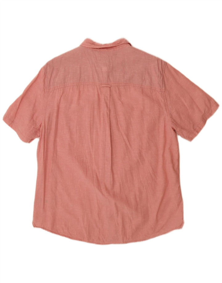 Fat Face Herre Kortærmet Classic Fit Shirt Large Pink Linen