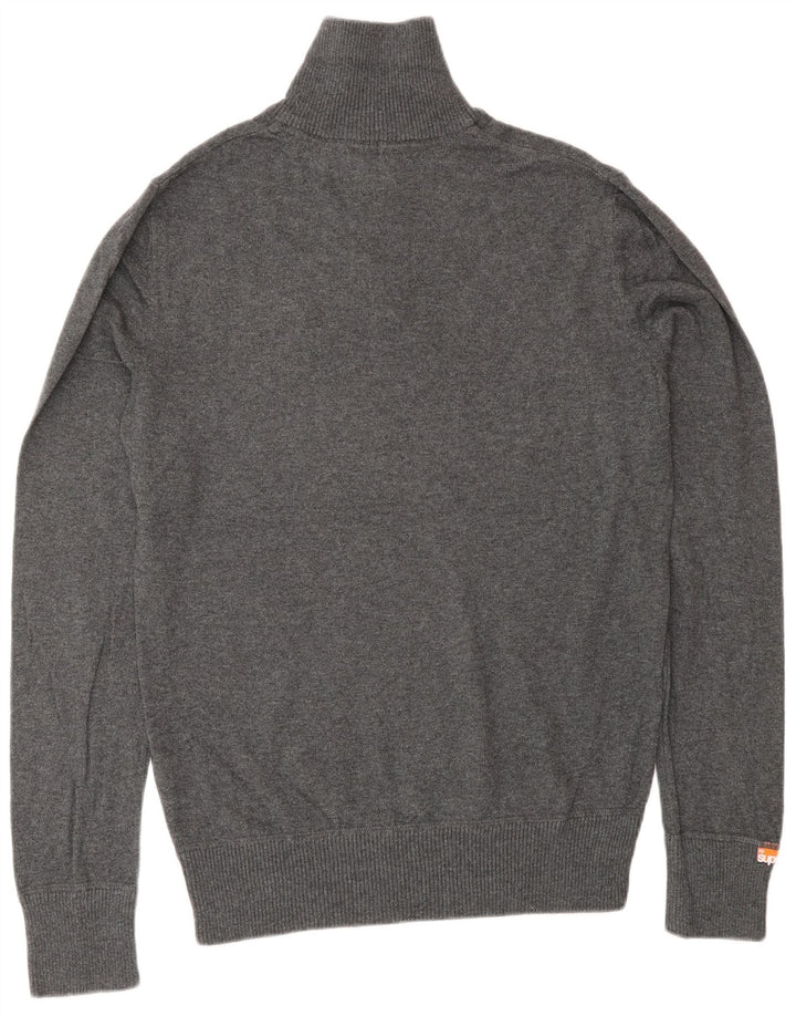 Superdry sweater med lynlås til mænd mellemgrå bomuld