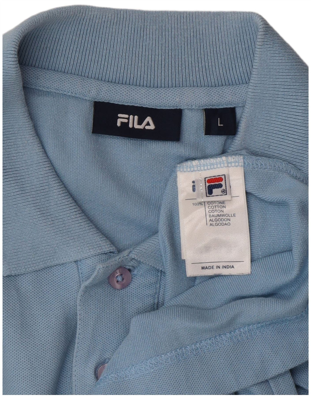 FILA Mens Long Sleeve Polo Shirt Large Blue Cotton