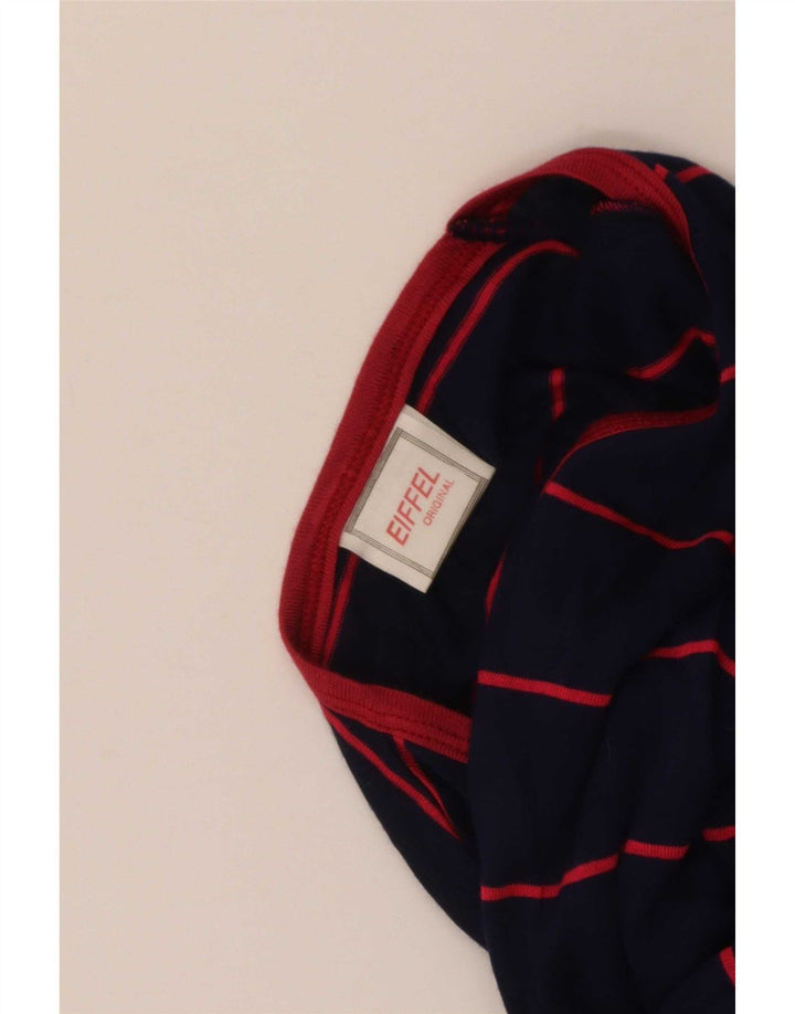 Vintage Dame Maxi Kjole UK 12 Mellem marineblå stribet akryl