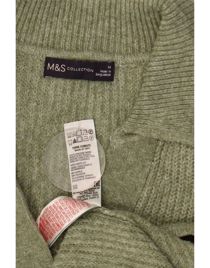 Marks & Spencer Dame Polo Neck Jumper Sweater UK 12 Medium Khaki Akryl