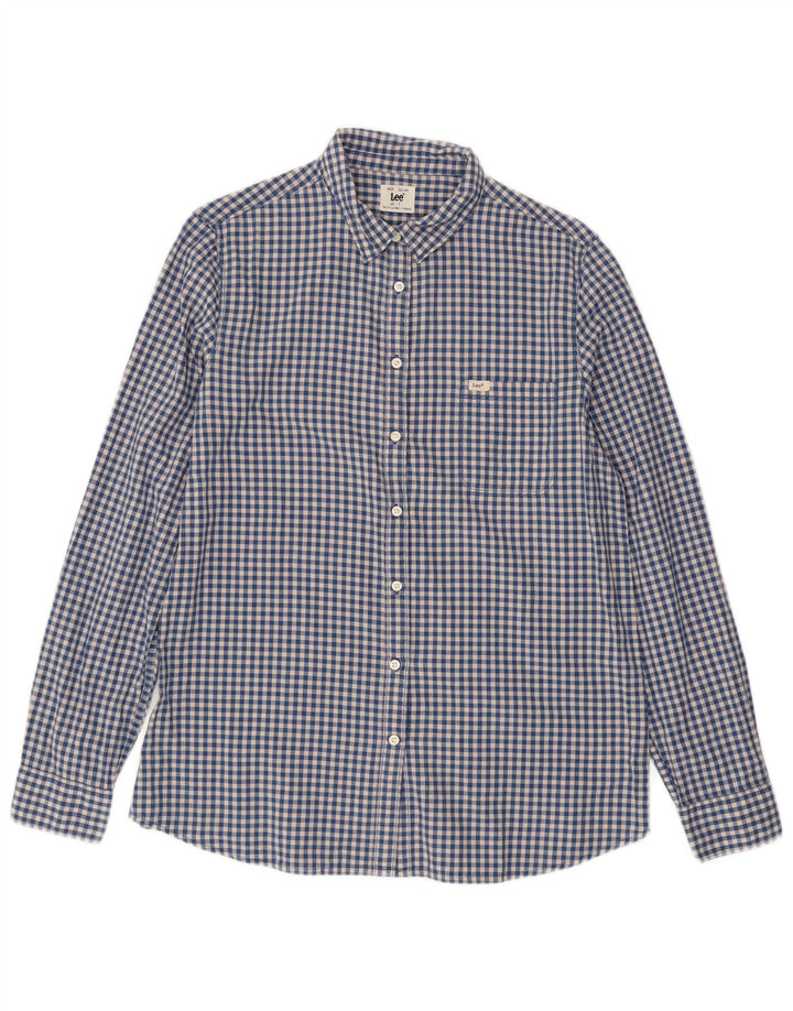 LEE Herreskjorte Stor Blå Gingham Bomuld