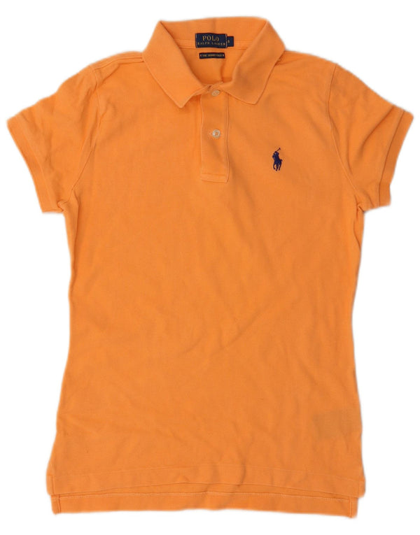 Polo Ralph Lauren Dame The Skinny Shirt UK 10 Small Orange Cotton