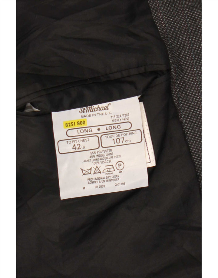 Marks & Spencer Herre lang 2-knaps blazerjakke UK 42 Stor grå polyester