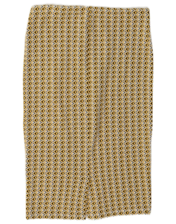 Zara Dame Midi Nederdel Medium W28 Gul Geometrisk