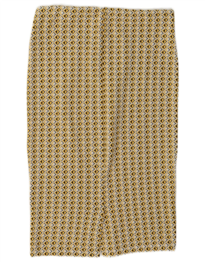 Zara Dame Midi Nederdel Medium W28 Gul Geometrisk