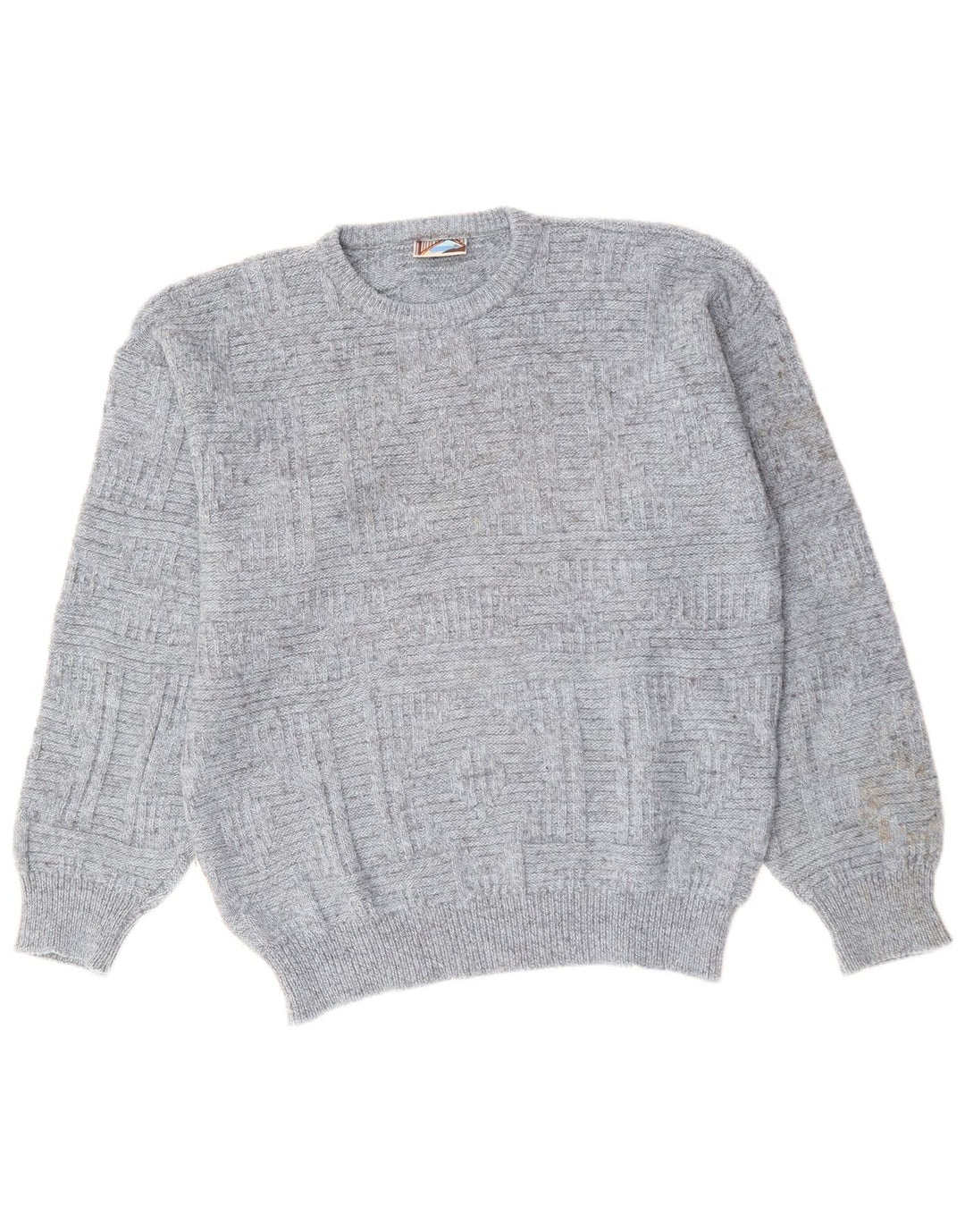 VINTAGE Herre Crew Neck Jumper Sweater Stor Grå Akryl