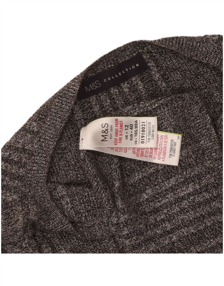 Marks & Spencer Dame Boat Neck Jumper Sweater UK 12 Medium Grey Flecked