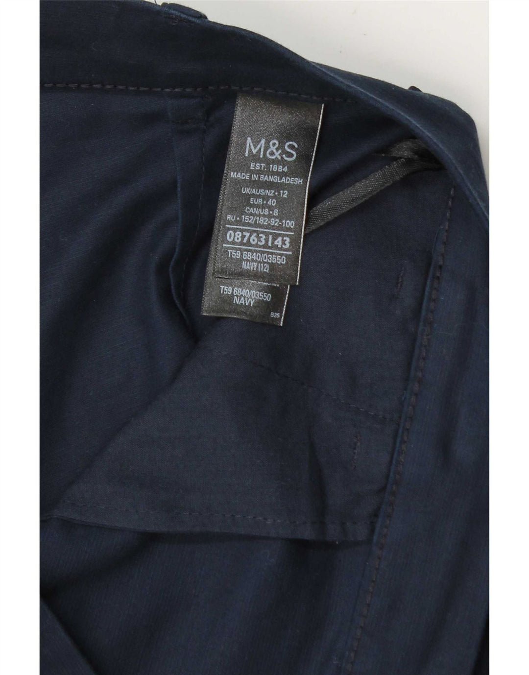 Marks & Spencer Chino Shorts til kvinder UK 12 Medium W30 Marineblå Bomuld