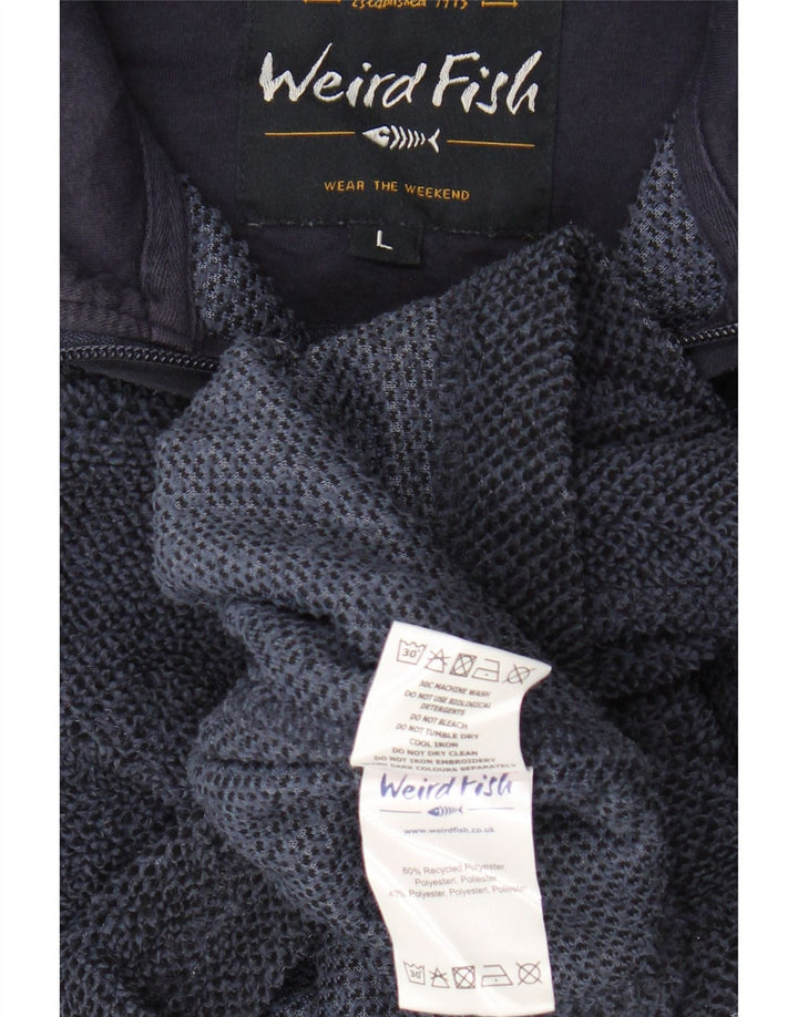 WEIRD FISH Herre Zip Neck Sweatshirt Jumper Large Navy Blue Polyester