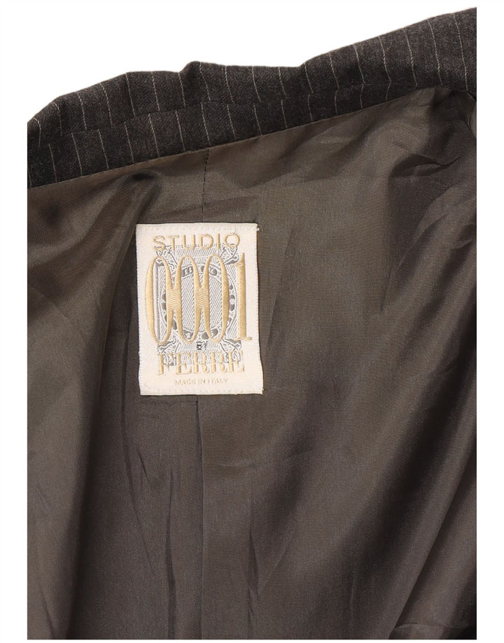 Ferre Dame 001 1 Knaps Blazer Jacket UK 16 Large Grey Pinstripe Acetate