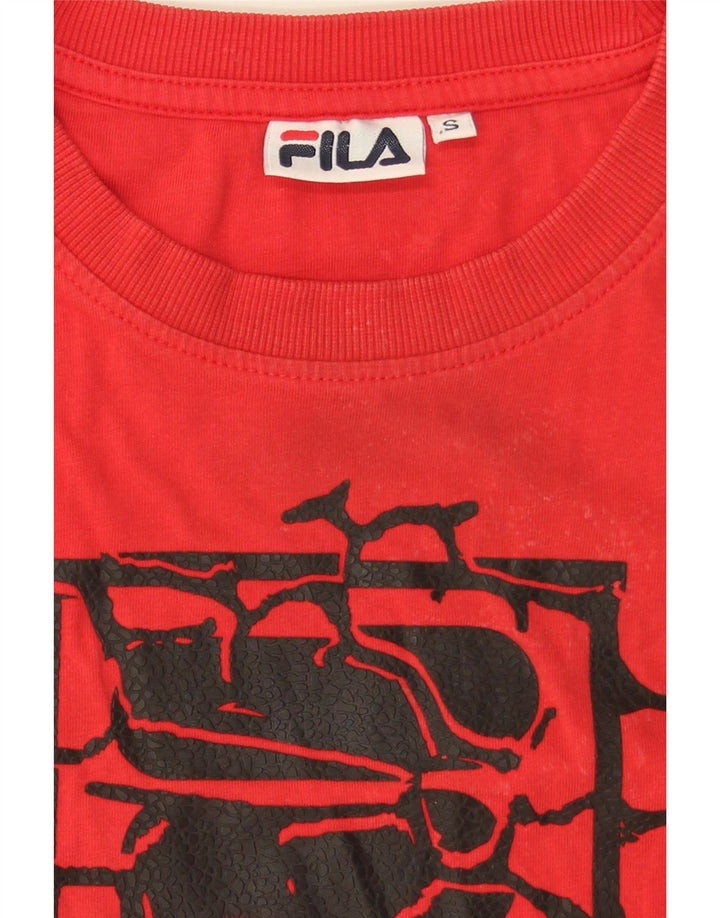 FILA Mens Graphic T-Shirt Top Small Red Cotton Vintage Fila and Second-Hand Fila from Messina Hembry 