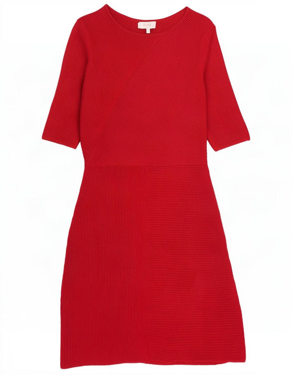 Hobbs Dame 3/4-ærmet Jumper Dress UK 10 Small Red Viscose