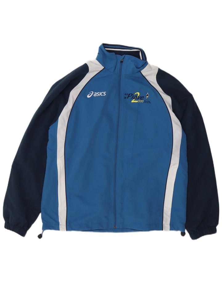 ASICS Grafisk træningsdragt til mænd, topjakke, stor blå farveblok polyester