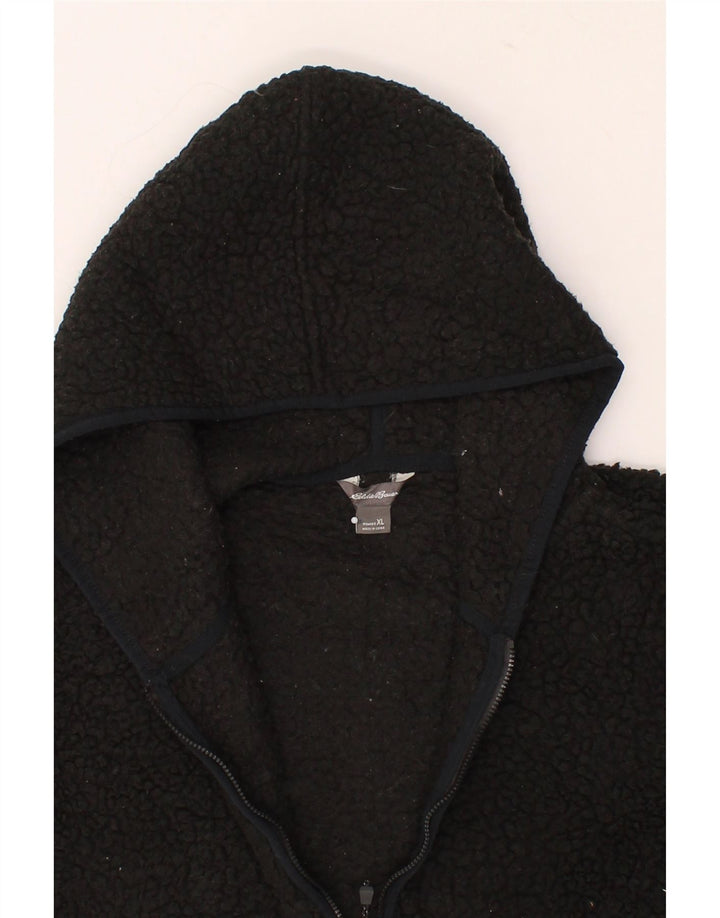 EDDIE BAUER Womens Oversized Hooded Fleece Jumper UK 18 XL Black Polyester Vintage Eddie Bauer and Second-Hand Eddie Bauer from Messina Hembry 