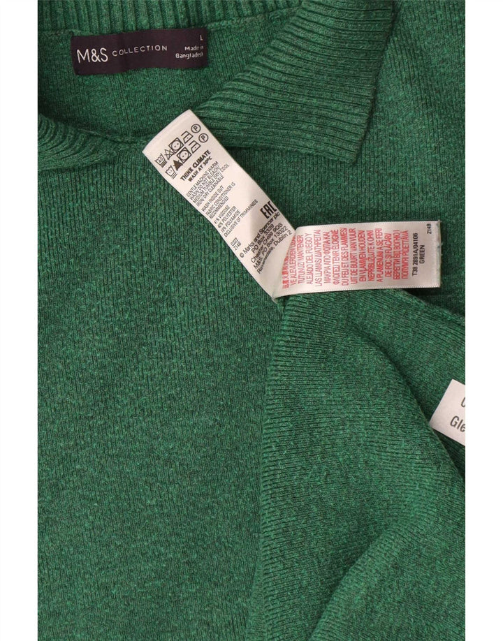 Marks & Spencer Dame Oversized Jumper Kjole UK 16 Large Green Viscose