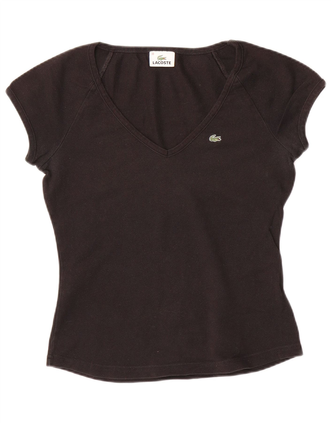 LACOSTE T-shirt top til kvinder str. 38 Medium Sort bomuld