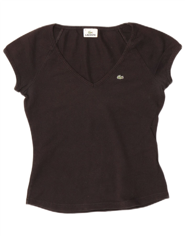 LACOSTE T-shirt top til kvinder str. 38 Medium Sort bomuld