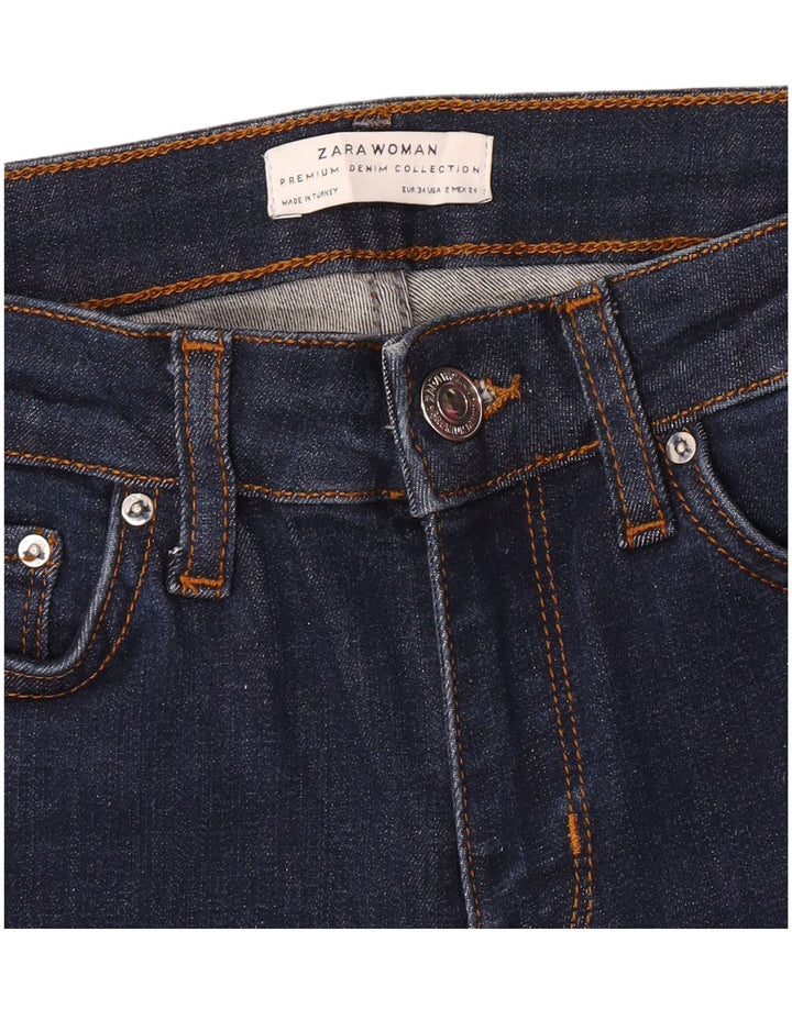 Zara Dame Flared Jeans EU 34 2XS W24 L31 Marineblå