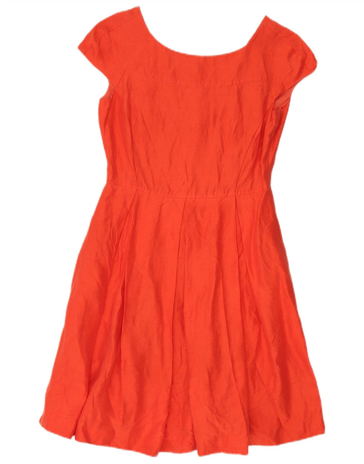 Max Mara Dame Weekend A-Line Kjole UK 8 Small Orange Linen