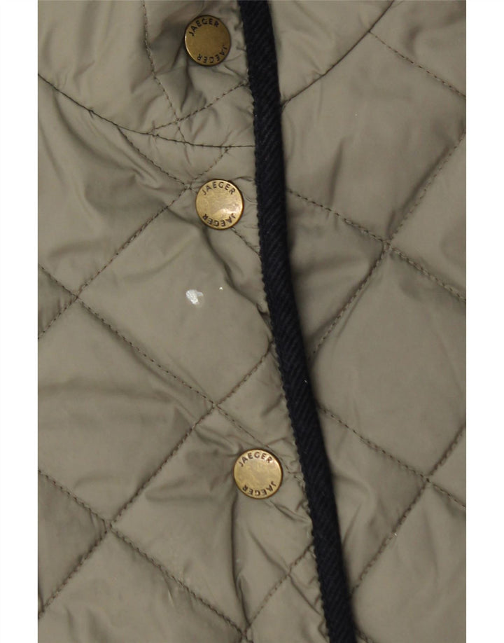 Jaeger Quiltet jakke til kvinder UK 12 Medium Khaki Polyamid