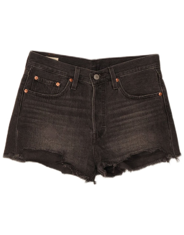 LEVI'S Womens 501 højtaljede denimshorts W27 Små grå bomuld