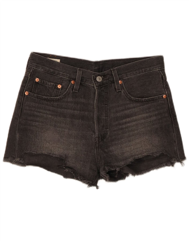 LEVI'S Womens 501 højtaljede denimshorts W27 Små grå bomuld
