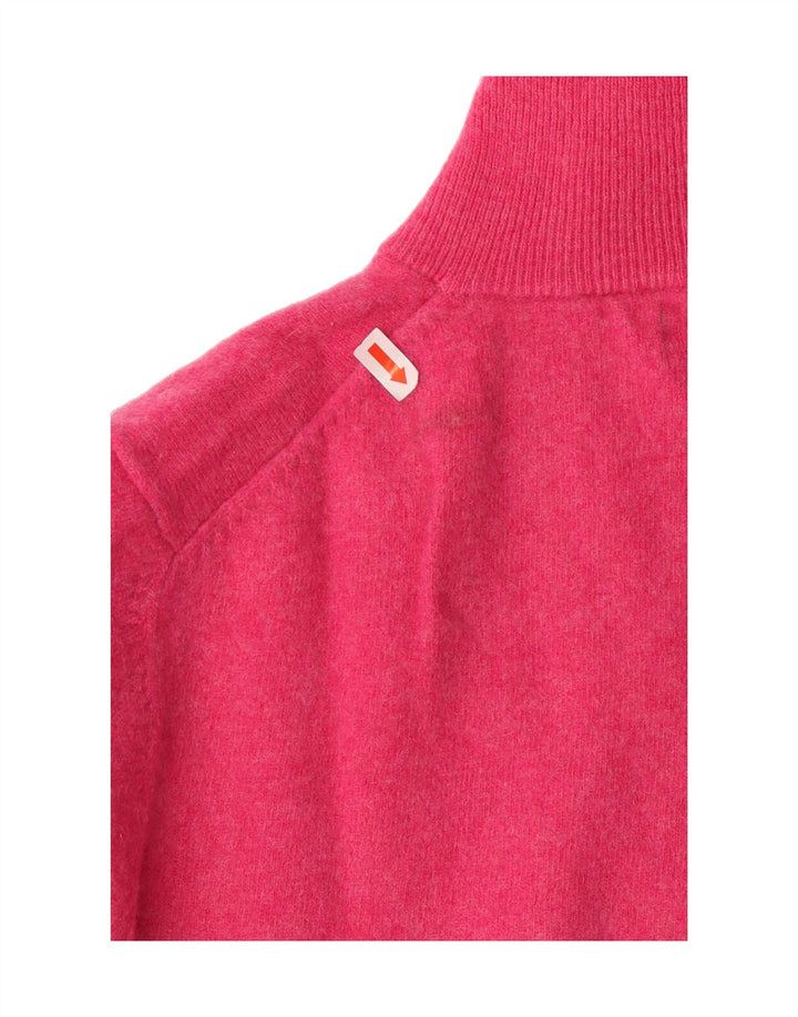 KAPPA Womens Zip Neck Jumper Sweater UK 14 Medium Pink Virgin Wool Vintage Kappa and Second-Hand Kappa from Messina Hembry 