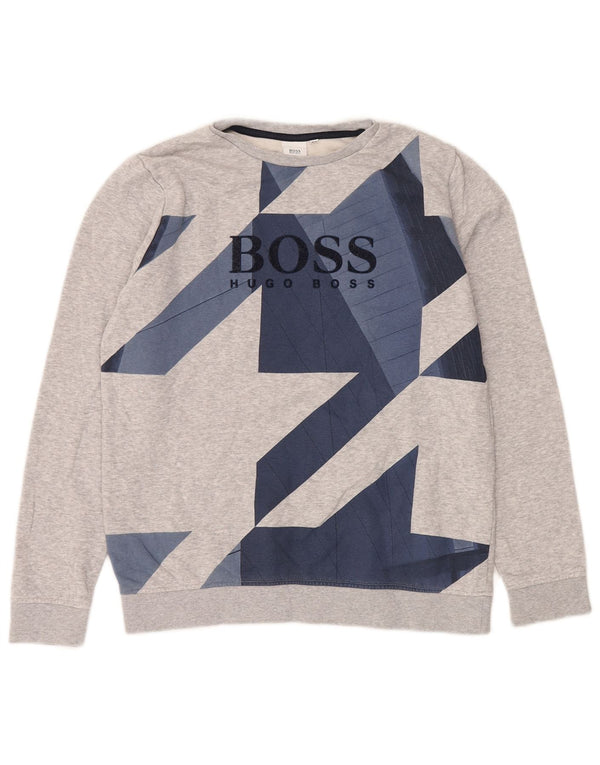 HUGO BOSS Grafisk sweatshirt til drenge 15-16 år Medium Grå Geometrisk
