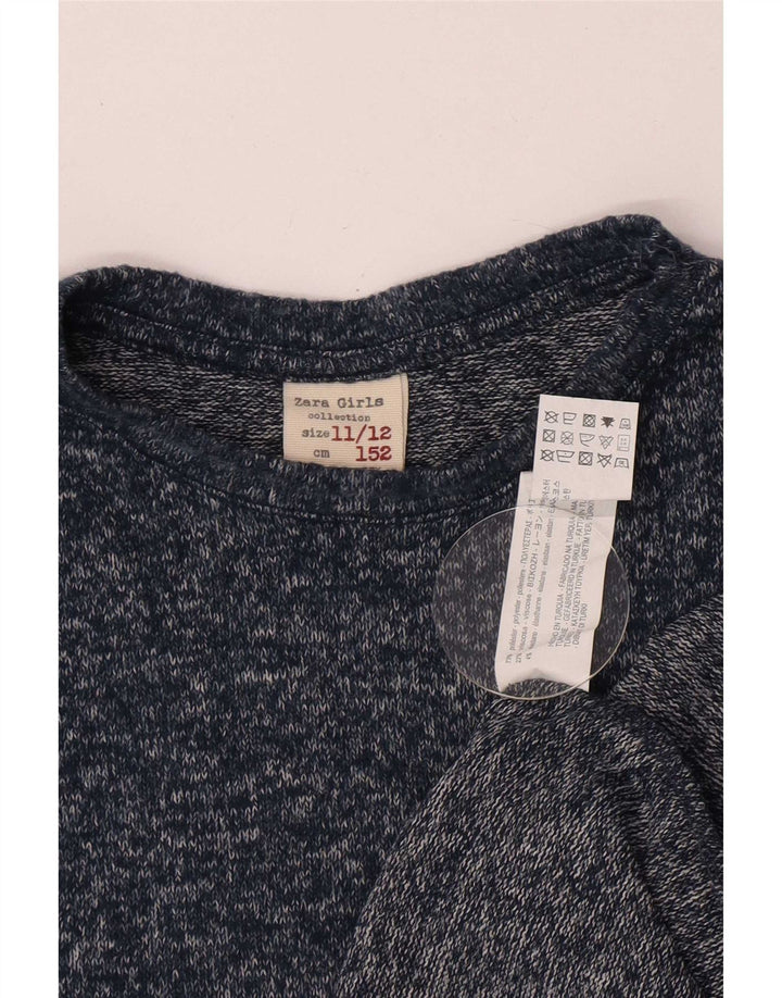 Zara Girl Sweatshirt Jumper 11-12 år Navy Blue Flecked Polyester
