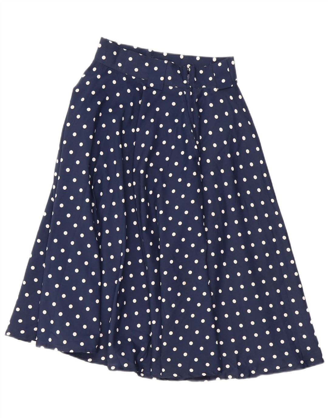 VINTAGE A-Line nederdel til kvinder IT 42 Medium W24 Marineblå Polka Dot