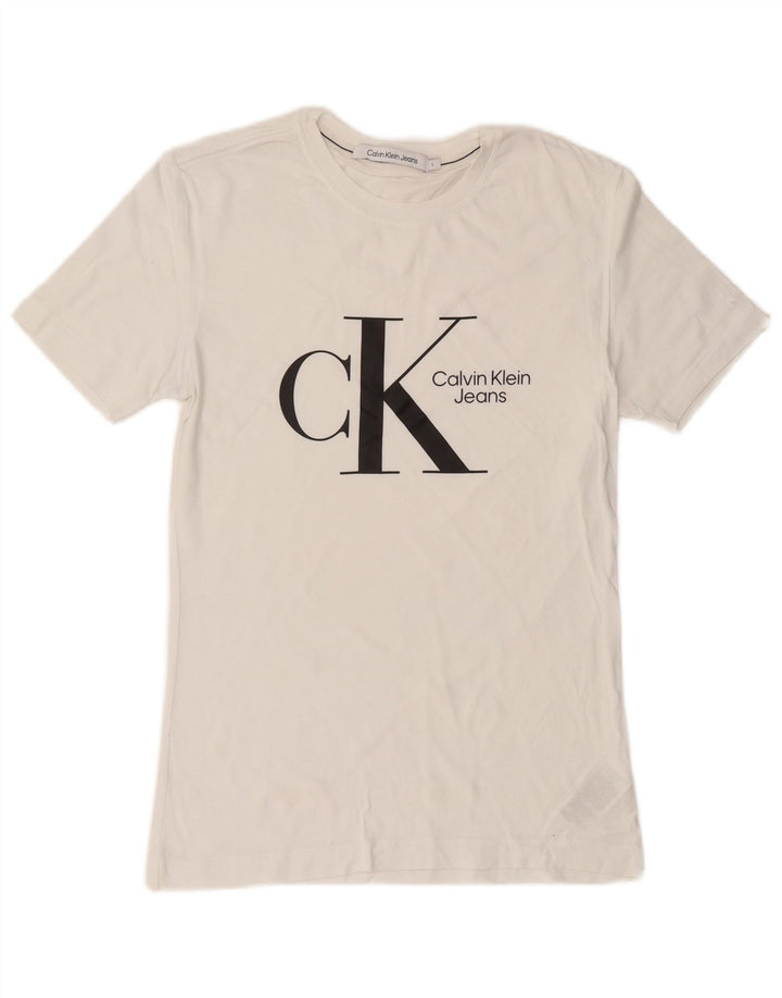 CALVIN KLEIN JEANS Grafisk T-shirt top til mænd Lille hvid bomuld