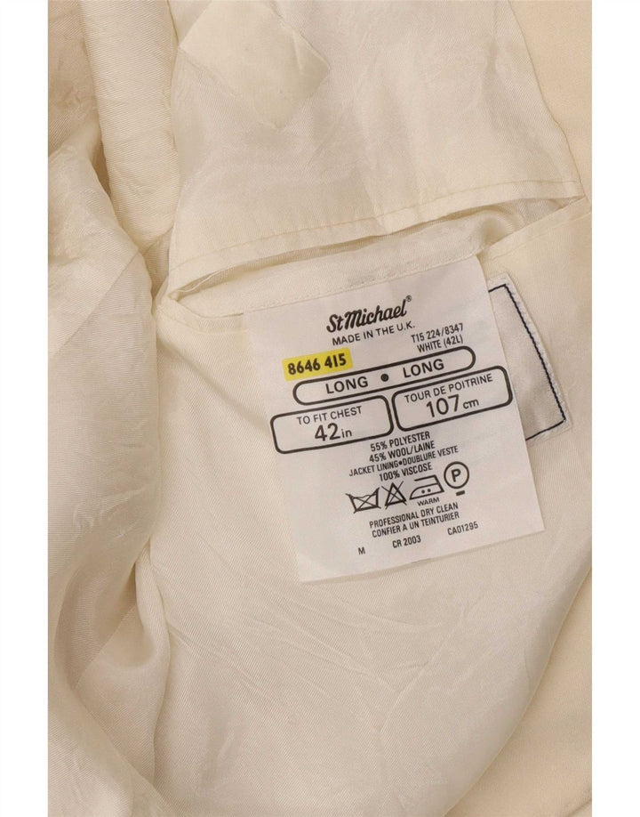St Michael Herre lang dobbeltradet blazerjakke UK 42 Large White