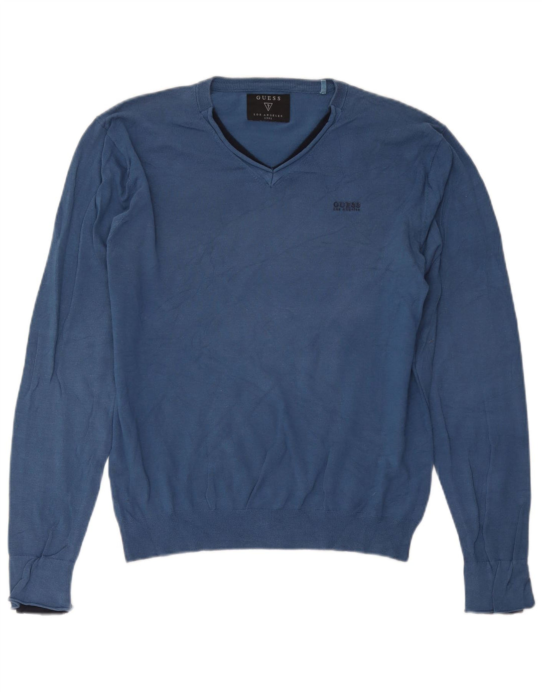 Guess Herre V-hals sweater Stor blå bomuld